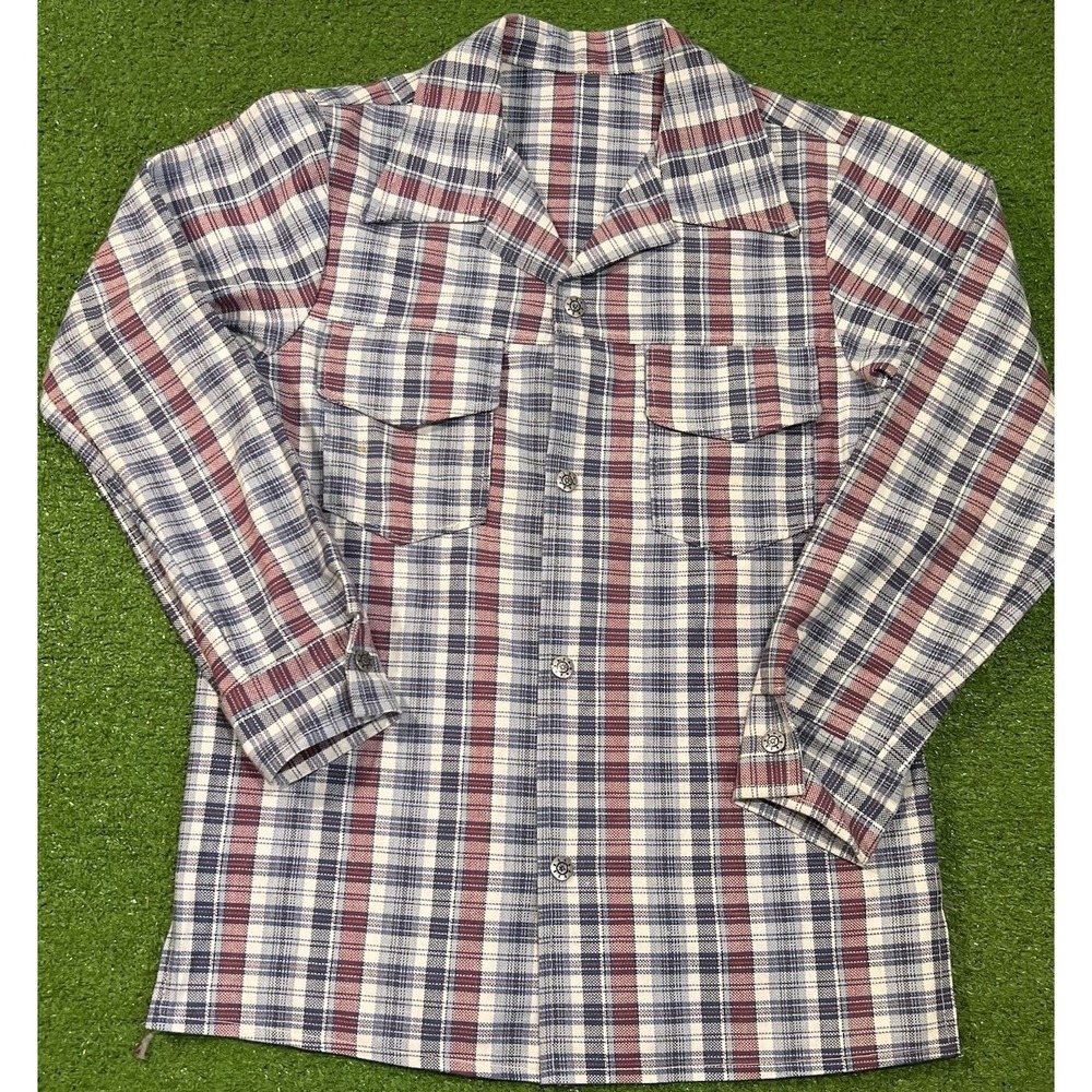 Vintage Canvas Snap Shirt Med. Nautical Shacket Heavy Canvas Camp Collar‎ Button